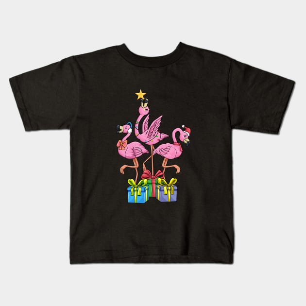 Flamingo Christmas funny Christmas tree Gift Kids T-Shirt by ELFEINHALB